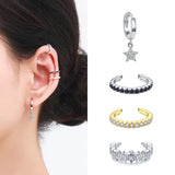 925 Silver Rainbow Ear Cuff Circle Clip Earrings Women Jewelry