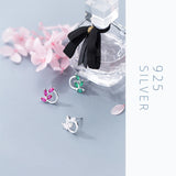 925 Silver CZ Stud Earrings Rhombus Design for Women