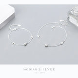925 Sterling Silver Geometric Round Charm Bracelet for Women