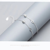 925 Sterling Silver Geometric Round Charm Bracelet for Women