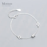 925 Sterling Silver Geometric Round Charm Bracelet for Women