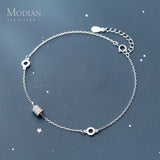 925 Sterling Silver Geometric Round Charm Bracelet for Women