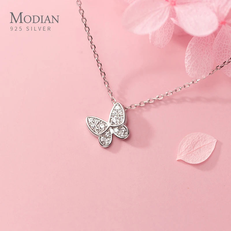925 Silver Zircon Butterfly Mini Pendant for Women
