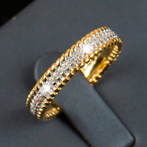 925 Silver Wedding Band Ring w/ 5A Zircon Jewelry