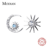 925 Silver Rose Moon and Sun Stud Earrings for Women Jewelry Ear Pins