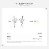 Autumn 925 Silver Small Line Snake Stud Earrings For Women