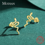 Autumn 925 Silver Small Line Snake Stud Earrings For Women