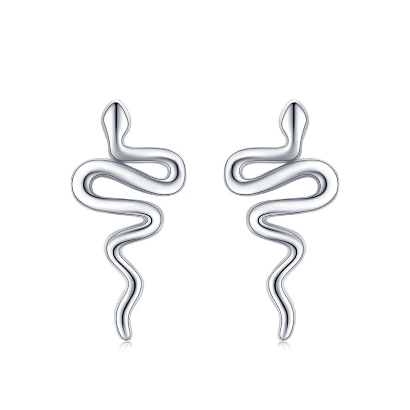 Autumn 925 Silver Small Line Snake Stud Earrings For Women