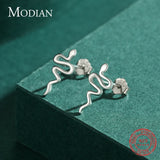Autumn 925 Silver Small Line Snake Stud Earrings For Women