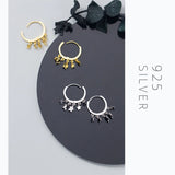 925 Silver Stars Swing Hoop Earrings for Women Party Jewelry