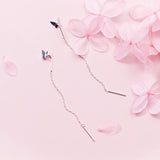 925 Sterling Silver Tassel Butterfly Drop Earrings Women Dangle Ear Jewelry