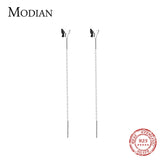925 Sterling Silver Tassel Butterfly Drop Earrings Women Dangle Ear Jewelry