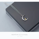 Animal Moon And Rabbit Pendant Necklace 925 Sterling Silver Female Jewelry
