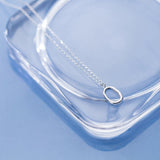 925 Sterling Silver Geometric Oval Pendant Necklace for Women