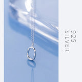925 Sterling Silver Geometric Oval Pendant Necklace for Women