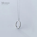 925 Sterling Silver Geometric Oval Pendant Necklace for Women