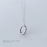925 Sterling Silver Geometric Oval Pendant Necklace for Women
