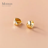 925 Silver Irregular Circle Hoop Earrings Women Fine Jewelry