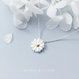 Sun Daisy Flower Charm Necklace Pendant 925 Sterling Silver Jewelry
