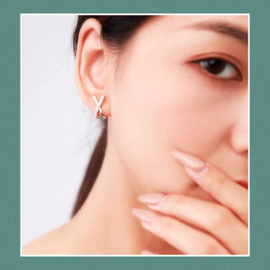 X Shape Earring 925 Sterling Silver Sparkling Stud Earrings For Women Girls Jewe
