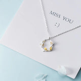 Sterling Silver 925 Tree & Flower Choker Necklace Pendant Women Charm Jewelry