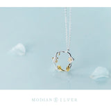 Sterling Silver 925 Tree & Flower Choker Necklace Pendant Women Charm Jewelry
