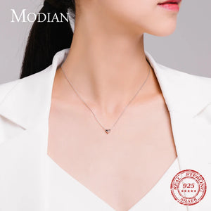 925 Sterling Silver Heart Necklace Pendant Women Wedding Fine Jewelry