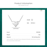 925 Sterling Silver Heart Necklace Pendant Women Wedding Fine Jewelry