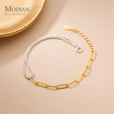 925 Sterling Silver Asymmetry Charm Bracelet for Women