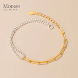 925 Sterling Silver Asymmetry Charm Bracelet for Women