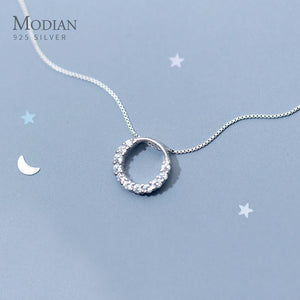 925 Sterling Silver Clear CZ Pendant Necklace Women Wedding Jewelry