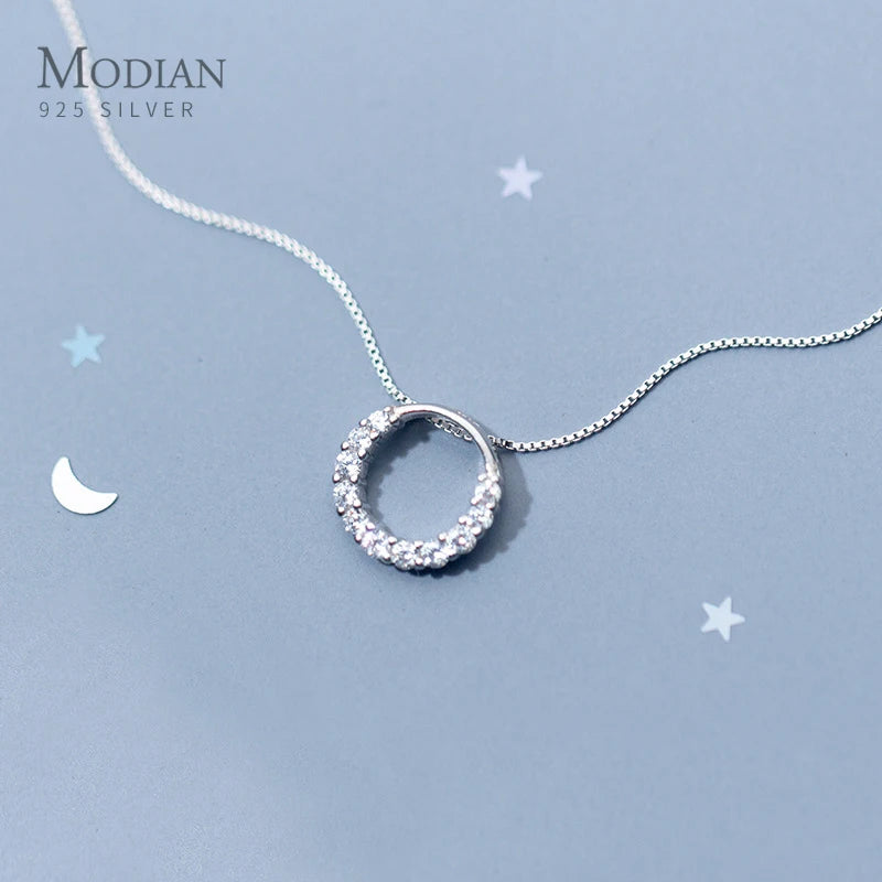 925 Sterling Silver Clear CZ Pendant Necklace Women Wedding Jewelry