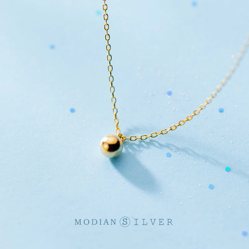 925 Silver Chain Necklace for Women Small Beads Female Jewelry