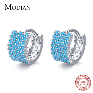 Vintage Turquoise Earring 925 Sterling Silver Hoop Earrings Women Wedding