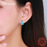 Vintage Turquoise Earring 925 Sterling Silver Hoop Earrings Women Wedding