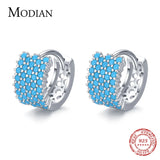 Vintage Turquoise Earring 925 Sterling Silver Hoop Earrings Women Wedding