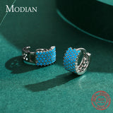 Vintage Turquoise Earring 925 Sterling Silver Hoop Earrings Women Wedding