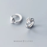 925 Silver Zircon Fox Hoop Earring for Women