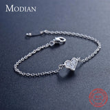 925 Silver Heart CZ Bracelet Crystal Wedding Lady Jewelry