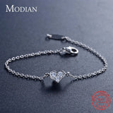 925 Silver Heart CZ Bracelet Crystal Wedding Lady Jewelry