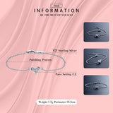 925 Silver Heart CZ Bracelet Crystal Wedding Lady Jewelry