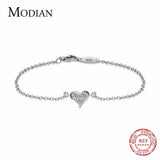 925 Silver Heart CZ Bracelet Crystal Wedding Lady Jewelry