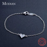 925 Silver Heart CZ Bracelet Crystal Wedding Lady Jewelry