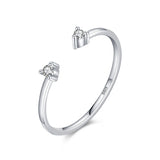 925 Sterling Silver D Moissanite Adjustable Ring, Wedding Fine Jewelry