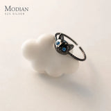925 Sterling Silver Cat Ring for Women Girls Adjustable Jewelry Anillo