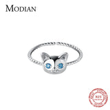 925 Sterling Silver Cat Ring for Women Girls Adjustable Jewelry Anillo