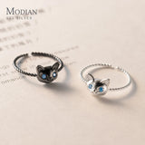 925 Sterling Silver Cat Ring for Women Girls Adjustable Jewelry Anillo