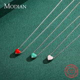 Enamel Hearts Necklace 925 Sterling Silver Charm Red Necklaces Pendant