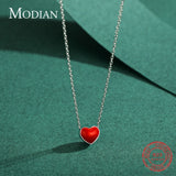Enamel Hearts Necklace 925 Sterling Silver Charm Red Necklaces Pendant