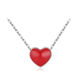 Enamel Hearts Necklace 925 Sterling Silver Charm Red Necklaces Pendant